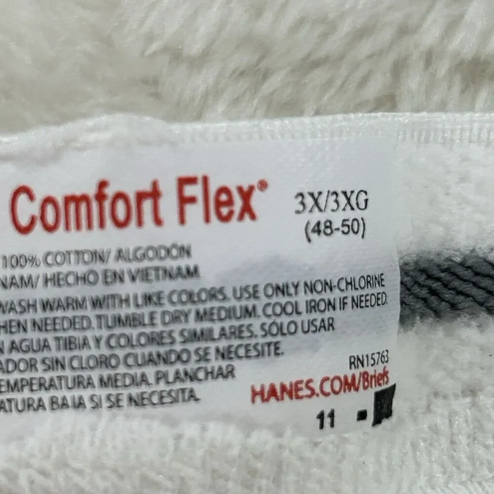 VINTAGE LOT OF 3 Hanes Cotton Mens Briefs White 3X (48-50) Comfort Flex NEW